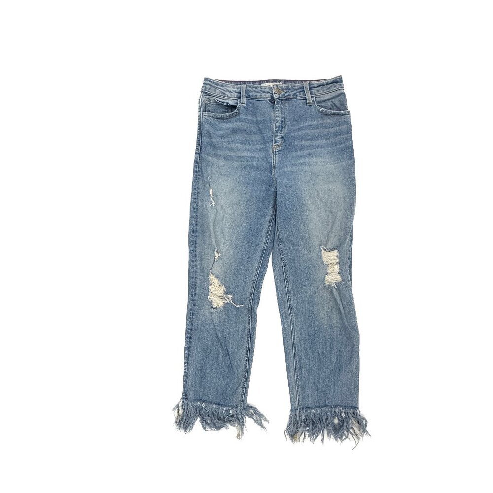 Cello‎ Crop Raw Hem Distressed Women's size 9 Medium Blue Denim Jeans